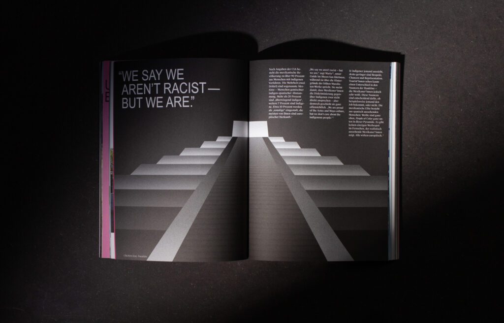 Photo of book spread, depicting step pyramid