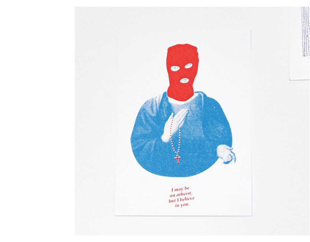 Bild Siebdruck Postkarte an der Wand